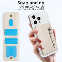 Portefeuille magnétique à fermeture éclair pour iPhone 12 13 14 15 16 17 Portefeuille de téléphone pour carte de crédit Portefeuille de téléphone en PU Support de téléphone Pochette pour carte