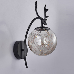 Appliques Murales Modernes de Luxe avec Abat-jour Rond en Verre Style Nordique, Lumière de Couloir pour Décoration de Chevet de Chambre, Lampes Murales LED Dorées en Forme de Corne 6W - Product Image 5