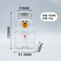 Bouteille de jus en PET transparente épaissie en forme d'ours Euphoria Creative pour le thé au lait, l'eau et le savon liquide pour enfants, 430 ml, bouchon à vis