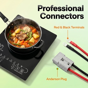 Nieuwe enkelvoudige batterij-aangedreven elektrische commerciële zonne-energie DC 12V/24V/48V inductiekookplaat slimme hotpot-kachel - Product Image 5