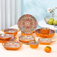 Assiettes en céramique bohèmes transfrontalières, assiettes plates, ensembles de bols, bols à soupe, assiettes à raviolis – Meilleures ventes