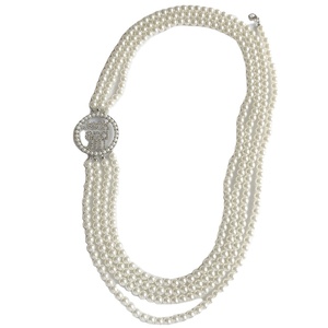 Greek <strong>Jack</strong> and Jill Logo Multi Layers White Pearl Necklaces Statement <strong>Gift</strong> - Product Image 1