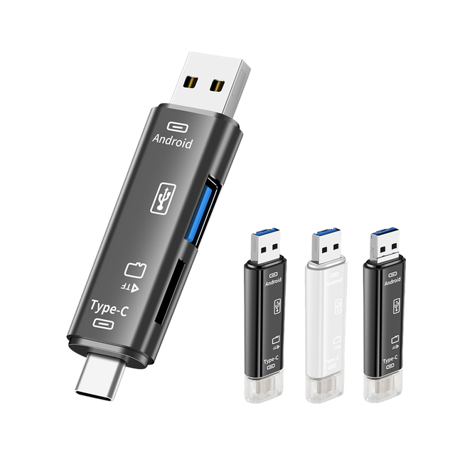5 in 1 Multifunction Usb 2.0 Type C/Usb /Micro Usb/Tf/SD Memory Card Reader OTG Adapter Mobile Phone Accessories