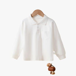 เสื้อโปโลเด็กสีพื้น ปักลายสำหรับเด็กผู้หญิง เสื้อซับในสีขาว ชุดนักเรียน เสื้อผ้าฝ้ายแท้ ระบายอากาศได้ดี - Product Image 2