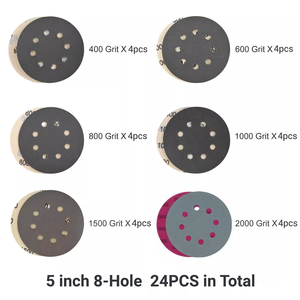 Local Stock in US -24PCS 5'' <strong>Hook</strong> <strong>Loop</strong> Sanding Discs Orbital Sander Wet Dry Sandpaper 400-2000 Grit - Product Image 2