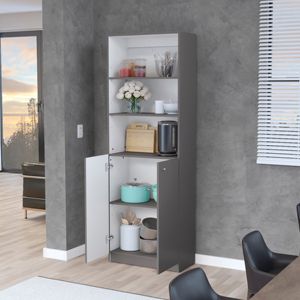 Benzoni Office Dual-Door DB <b>Bookcase</b> in Matt Gray/<b>White</b> Color - Product Image 5