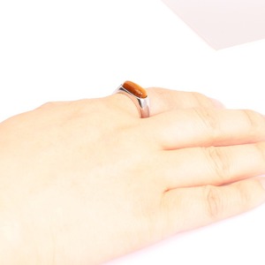 Anillo de Acero Inoxidable de 8mm con Incrustaciones de Piedras Naturales, Forma Geométrica, Joyería de Moda Unisex, Regalo - Product Image 2