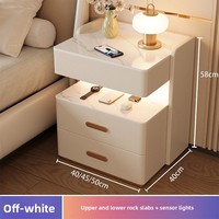 Table de chevet moderne et simple, nouveau style, en bois massif, luxe léger, intelligente, avec rangement sans fil et lumière LED, pour chambre à coucher