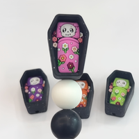Perles 3D en silicone motif cercueil et crâne d'Halloween, perles focales pour bracelets, colliers, porte-clés, breloques, stylos DIY et bijoux perlés