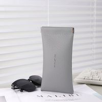 Usine à bas prix vente sac en cuir PU sac à lunettes souple boîte de lunettes de soleil en cuir automatique Snap lunettes de soleil sac en cuir