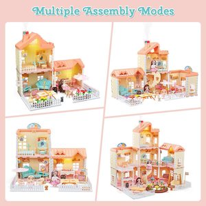 Nuovi arrivi fai da te Cottage finta di giocare a sognare casa edificio gioco Set per bambini case delle bambole giocattoli per ragazze con accessori - Product Image 5