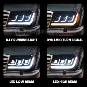 HCMOTIONZ LED Car Front Lamps Assembly 1998-2007 DRL Start Up Animation Headlights For Toyota Land Cruiser J100