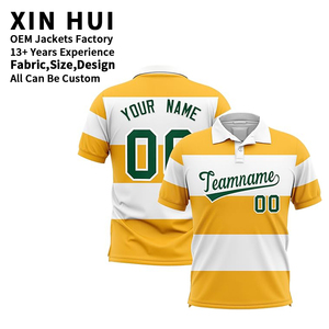 เสื้อโปโลลายทางแบบกำหนดเอง พิมพ์ลายชื่อทีมและหมายเลข เสื้อผ้ากีฬาลำลอง เสื้อเบสบอลแขนสั้นผู้ชาย เสื้อโปโลตีกอล์ฟ - Product Image 1