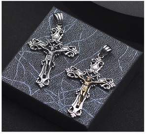 Nouveau chrétien jésus croix hommes bijoux Aint benoît croix pendentifs 925 en argent Sterling <span class=keywords><strong>Crucifix</strong></span> croix pendentif collier pour hommes - Product Image 2