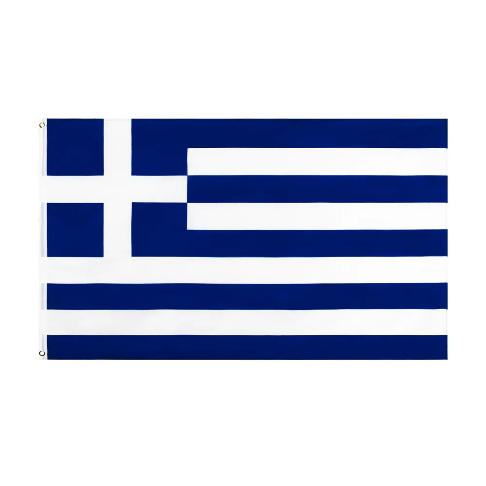 Wholesale Fast Shipping Printed Polyester New 3x5 Ft Brass Grommet Canvas Header Double Stitched Greek National Greece Flag