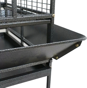Accessoires pour oiseaux : Cage d'élevage rectangulaire en fil de fer de grande taille avec plateau en plastique, fermeture à poussoir et roulettes amovibles pour perroquet - Product Image 3