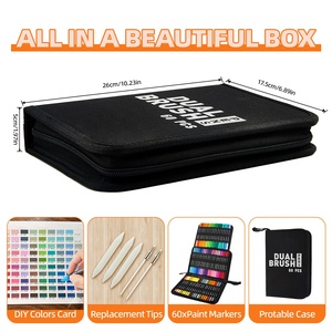 Pennarelli <span class=keywords><strong>a</strong></span> <span class=keywords><strong>doppia</strong></span> <span class=keywords><strong>punta</strong></span> con pennello per acquerello, 48/80 colori, <span class=keywords><strong>punta</strong></span> fine e pennello, custodia portatile in tela, per disegno artistico per bambini e adulti - Product Image 6