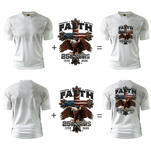 T-shirt Vintage USA Semi-Centenaire 2026 en Coton 250 g/m² avec Impression Double Face Motif Aigle Patriotique – Streetwear Homme - Product Image 1