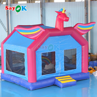 Château gonflable commercial licorne arc-en-ciel avec toboggan