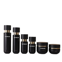 Ensemble de flacons et pots en verre pour cosmétiques, design unique, bouchon rotatif noir, emballage pour cheveux, lotion pour soins de la peau, pompe, crème, 50g, 100g