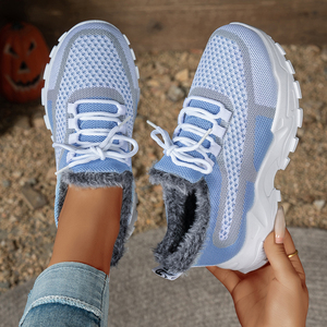 Chaussures pour femmes, baskets classiques thermiques, automne hiver, fourrure, talon plat, grande taille, doublure en coton, semelle épaisse, chaussures en coton robustes - Product Image 5