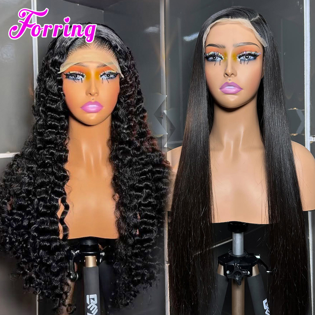 32 Inch Cheap Human Hair Lace Front Wig 180% Density Factory Price Natural Color Human Hair HD Lace Frontal Wig for Black Women