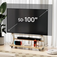 Business Office School Home White Black TV Stand Cart con ruedas para pantalla de TV de 50-100 pulgadas hasta 220 LBS