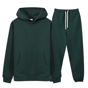 Ensemble sweat à capuche et pantalon en coton pur 530G pour homme, coupe ample, vêtements thermiques, style sport automne-hiver - Product Image 2