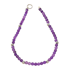 Collier de perles d'améthyste en pierre naturelle, forme boule violette, design géométrique, chaîne de pull tendance, bijoux à superposer - Product Image 5