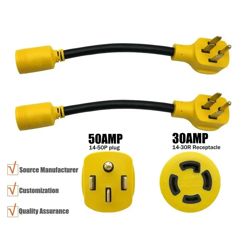 NEMA 14-50P to L14-30R 50A 4 Male Plug 4 Twist Lock Female Outlet Receptacle Generator Welder Dryer EV Charger Adapter