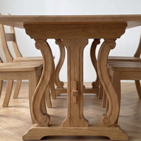 Ensemble table et chaises de salle à manger en bois massif, style vintage français, design moderne du milieu du siècle, forme rectangulaire, meubles de maison sur mesure