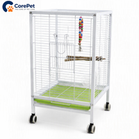 Cage à oiseaux moderne pliable en fer avec roulettes, double mangeoire avec revêtement par pulvérisation, 35x34x61 cm, conception anti-évasion pour calopsites et perruches