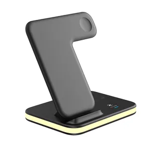 2023 Neue Produkte Hot Selling auf 15W 3 in 1 Fast Qi Wireless Charger Telefonst änder mit LED-Licht