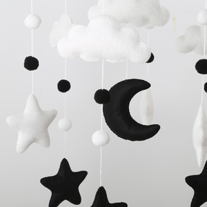 Mobile Montessori noir et blanc, jouet suspendu pour le développement du bébé, décoration de <span class=keywords><strong>chambre</strong></span> d'enfant avec lune et étoiles, cadeau de naissance - Product Image 5