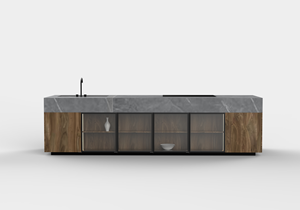 Meubles de cuisine modulaires de luxe italiens au design moderne pour hôtels commerciaux, ensemble d'îlots de rangement muraux, meubles métalliques pour salon - Product Image 4