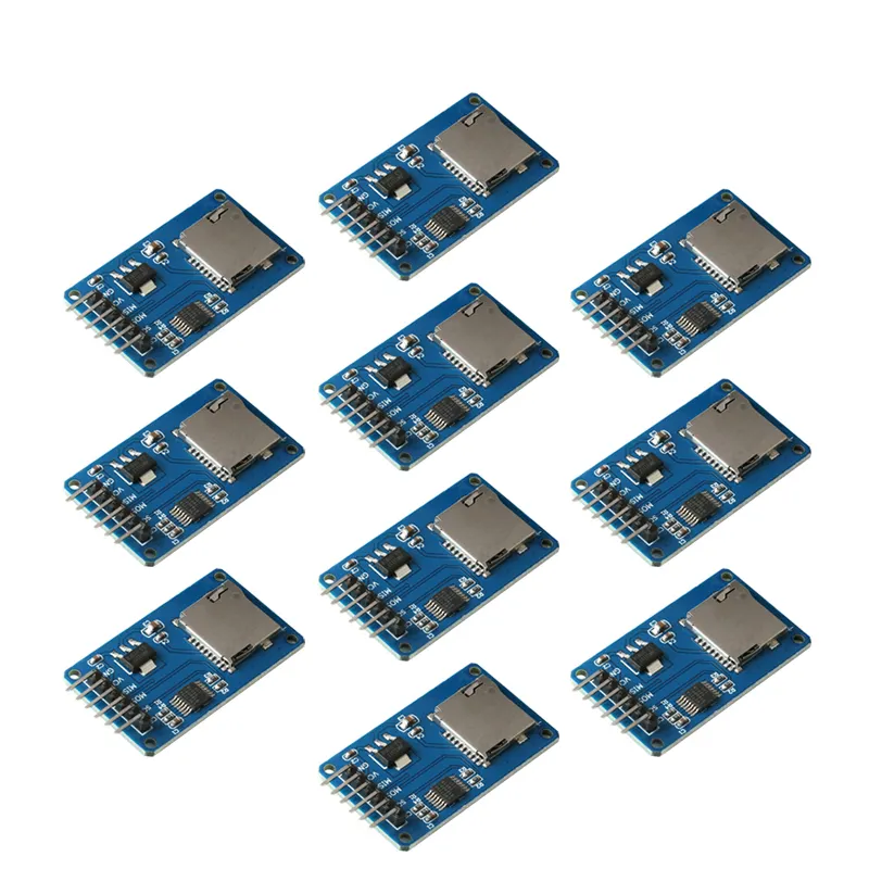 10ชิ้นไมโคร SD การ์ดขยายบอร์ดไมโคร SD TF การ์ดหน่วยความจำโมดูล SPI สำหรับ Arduino