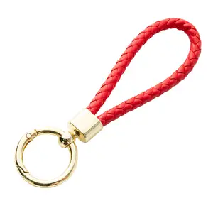 DIY Circle Pendant Key Chains Holder Car Keyrings 2022 New PU Leather Braided Woven Keychain Rope Rings Fit