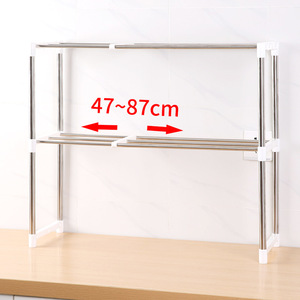 Étagère de rangement extensible pour micro-ondes, double couche, en acier inoxydable, support de cuisine pour appareils électroménagers - Product Image 3