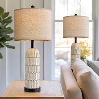 Lampe de bureau et lampe de chevet modernes en résine noire, 2 pièces, avec douille E26 et port de charge USB A+C pour chambres à coucher