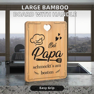 Tabla de cortar de bambú grande de 10 mm de grosor con mango de fácil agarre, ranura para jugos, incluye recipientes, tapas, ralladores y bloque para tallar. - Product Image 2