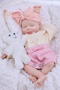 Boneca Bebê Reborn de <span class=keywords><strong>Silicone</strong></span> Sólido Corpo Inteiro Realista de 18 Polegadas, Feita à Mão, com Cabelo Enraizado, Boneca Recém-Nascida Adormecida - Product Image 3