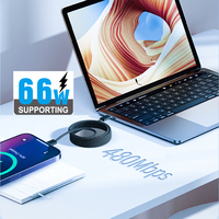 Câble de charge et de données magnétique USB-A vers Type-C 66W en cuivre pur, entièrement compatible, avec enroulement automatique en nylon tressé et aimant puissant