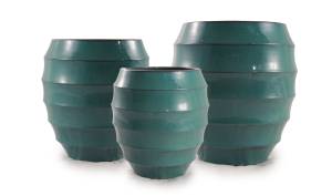 Pot de fleurs en céramique, pot à plantes brillant bleu sarcelle, design horizontal, trou de drainage, décoration intérieure/extérieure pour jardin et patio, vente en gros - Product Image 3