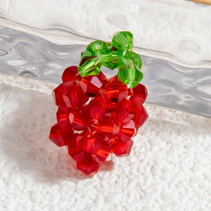 Pendentif en verre fait main, accessoires de bijoux DIY, breloques thème fruits (raisins, ananas, fraises), en acier inoxydable, cadeau unisexe - Product Image 4