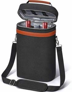 2 Bottle Wine Bag Wine Cooler Carrier Wine Gift Tote Bag Leakproof Insulated Bottle Bags for Travel Beach Dinner Party - Product Image 1