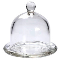 Cloche en verre transparent avec base, mini cloche de présentation pour gâteaux et desserts, couvercle en verre anti-poussière pour aliments, vente en gros