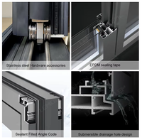 NFRC impact d'ouragan coulissant accordéon pliant double vitrage stores magnétiques verre aluminium rupture thermique portes patio bi-fold