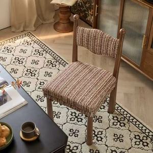 Chaise de salle à manger Prince de style chinois <span class=keywords><strong>Jacquard</strong></span> en tissu de bois massif de frêne de salon de restaurant rétro <span class=keywords><strong>français</strong></span> - Product Image 6