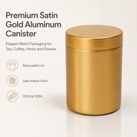 Boîte en aluminium dorée personnalisée avec couvercle amovible pour le thé, le café en poudre et l'emballage de produits haut de gamme