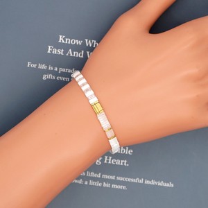 Go2boho Pulsera Miyuki para hombre joyería elástica con cuentas de Tila bohemia - Product Image 4